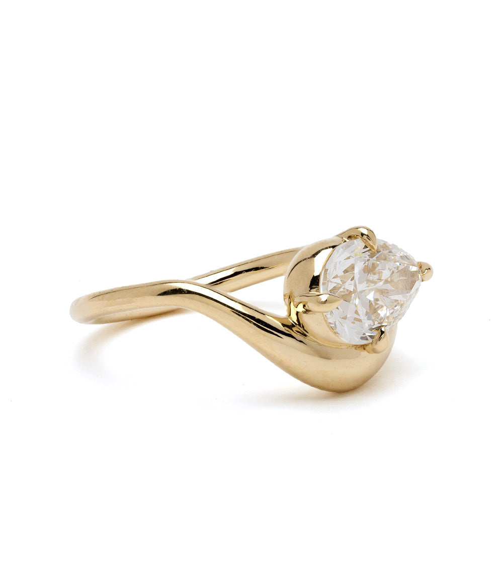 Melt Pinky Duo SK-R122-DUO ring in gold tone with single round prong-set clear stone on white background