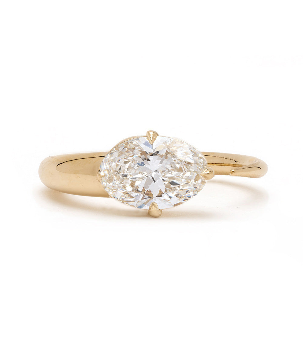 Sloane Pinky by Sofia Kaman unique engagement ring in 14K yellow gold with shiny oval diamond