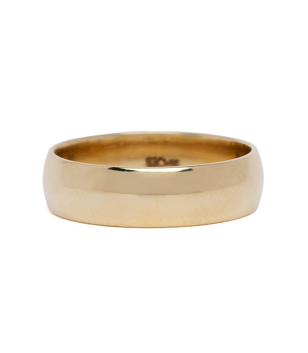 The Essential Band 6MM by SB-R19 gold mens ring, matte and shiny 6mm band with smooth polish.