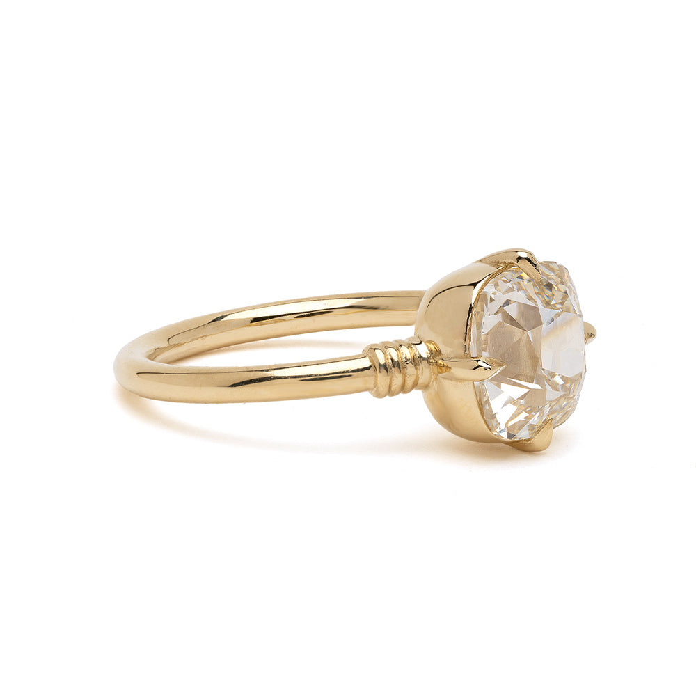 Teodora SK-R108-ND-OMC-2.73 gold round solitaire diamond ring with polished band and clear stone