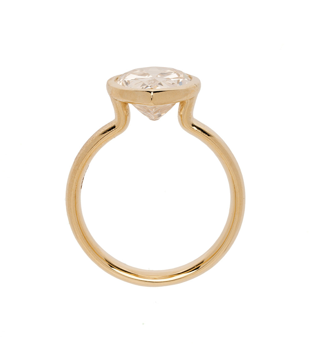 Gold ring with a diamond on a white background