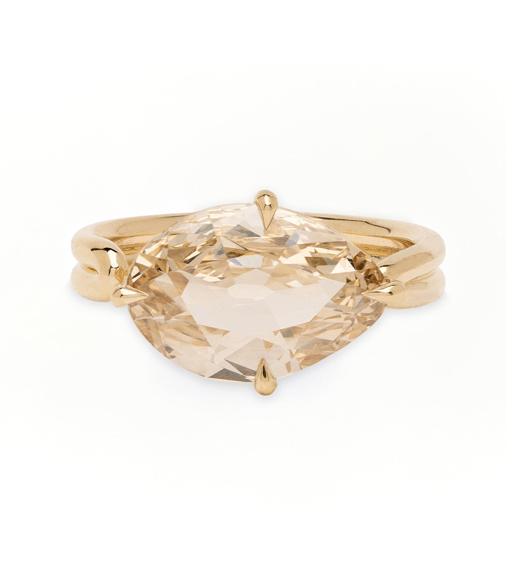 Cybele by Sofia Kaman engagement ring in polished yellow gold with a marquise center diamond and slim band