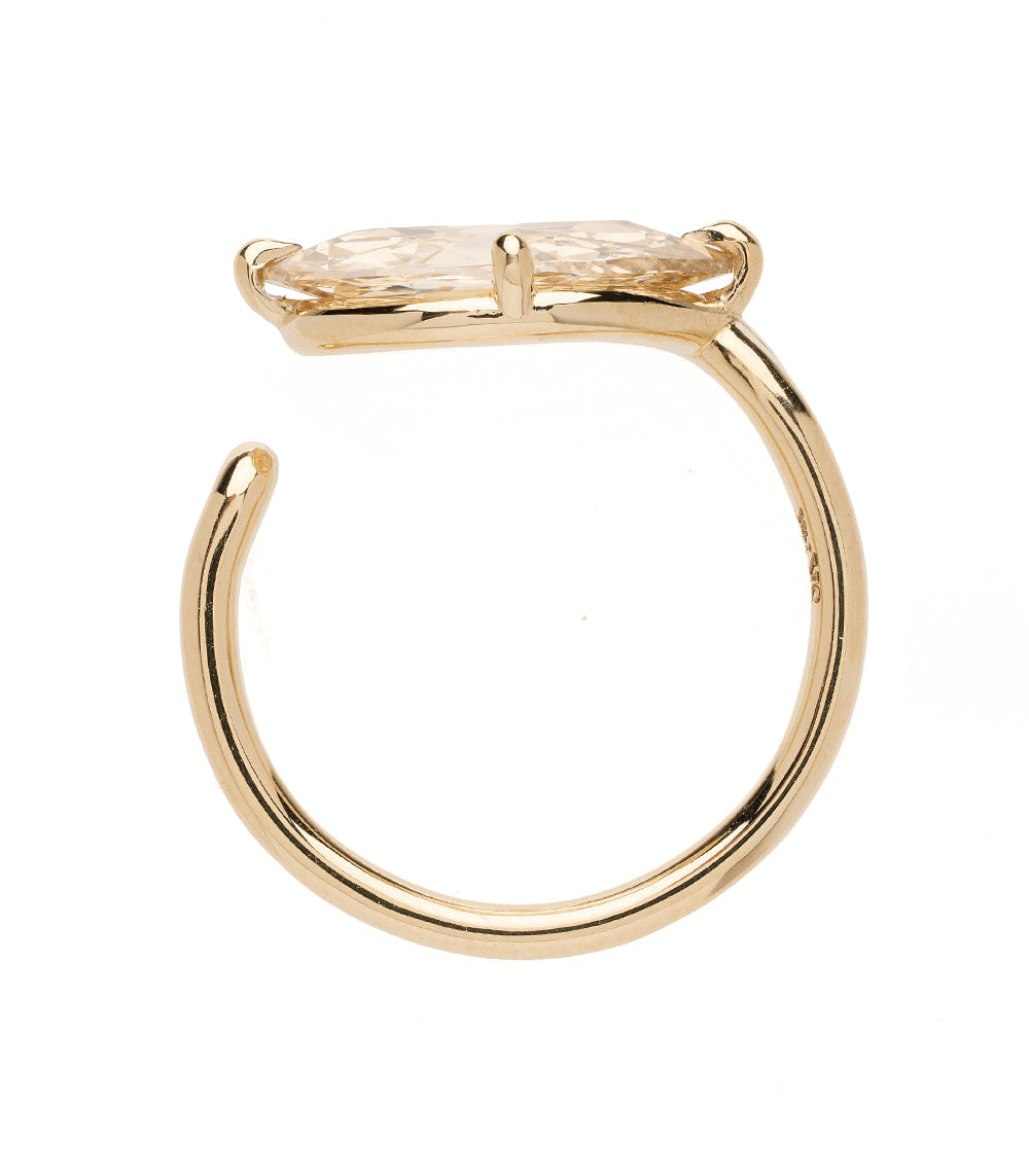 Cybele by Sofia Kaman gold engagement ring with clear oval stone and smooth bezel setting