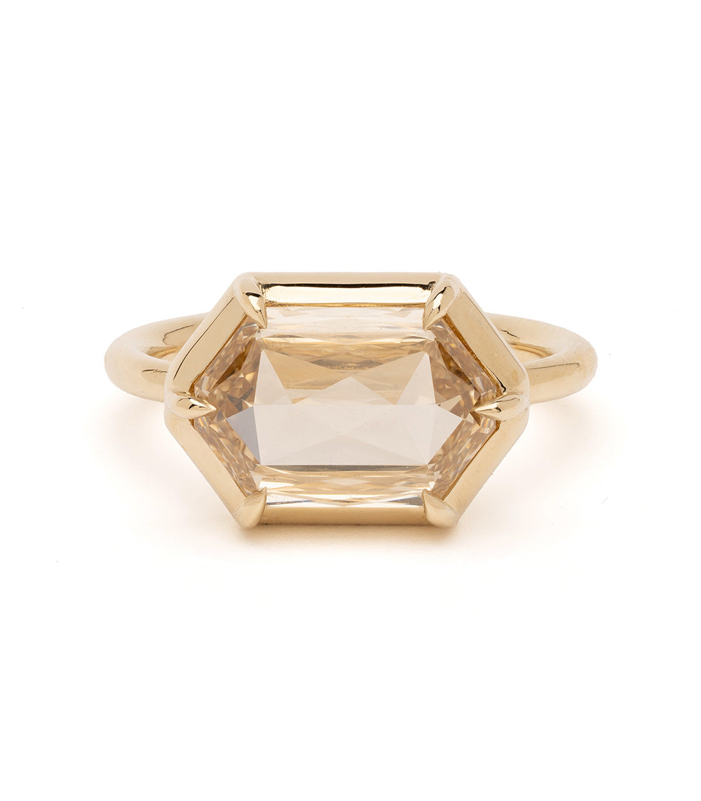 Cora by Sofia Kaman engagement ring in yellow gold with unique engagement ring styling—understated sparkle