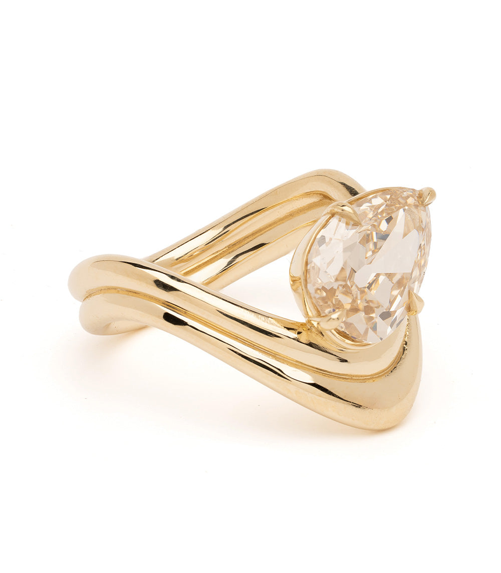 Double Melt Solitaire Sofia Kaman solitaire engagement ring in yellow gold with diamond centerpiece