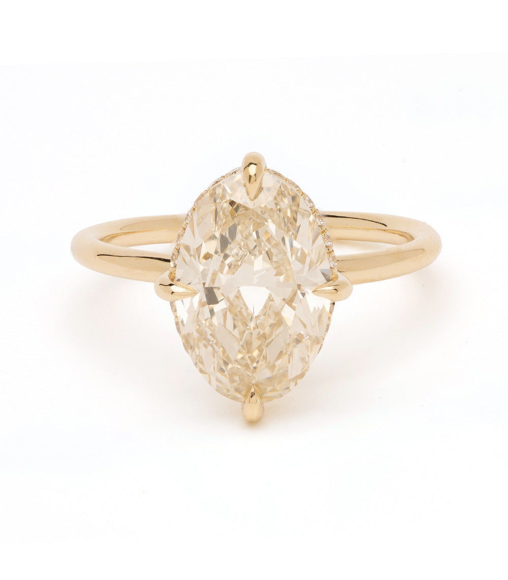 Annika by Sofia Kaman gold engagement ring with pear-shaped diamond solitaire, polished warm tone