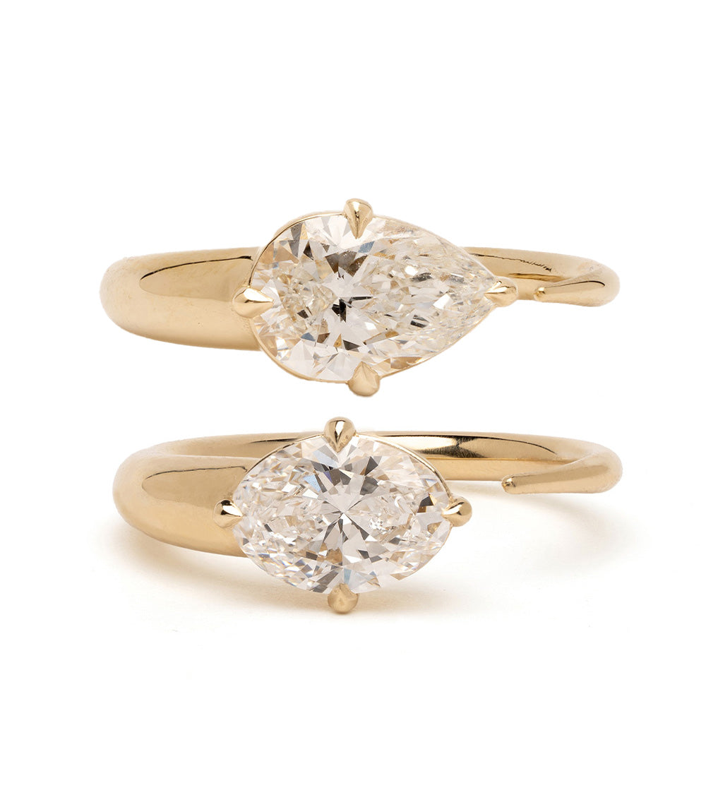 Sloane Pinky Duo by SK-R86-DUO stacked gold rings with clear oval diamonds in a duo setting