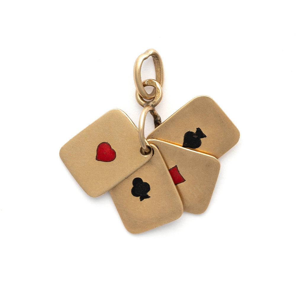 Aces High Charm VC-P21 gold charm with playing card icons—heart, club, and spade details