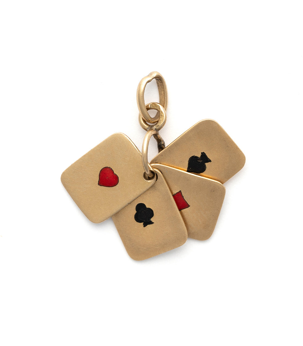 Aces High Charm VC-P21 gold charm with playing card icons—heart, club, and spade details