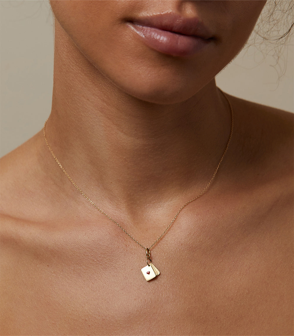 Aces High Charm VC-P21 charm necklace in gold with small enamel ace pendant on delicate chain