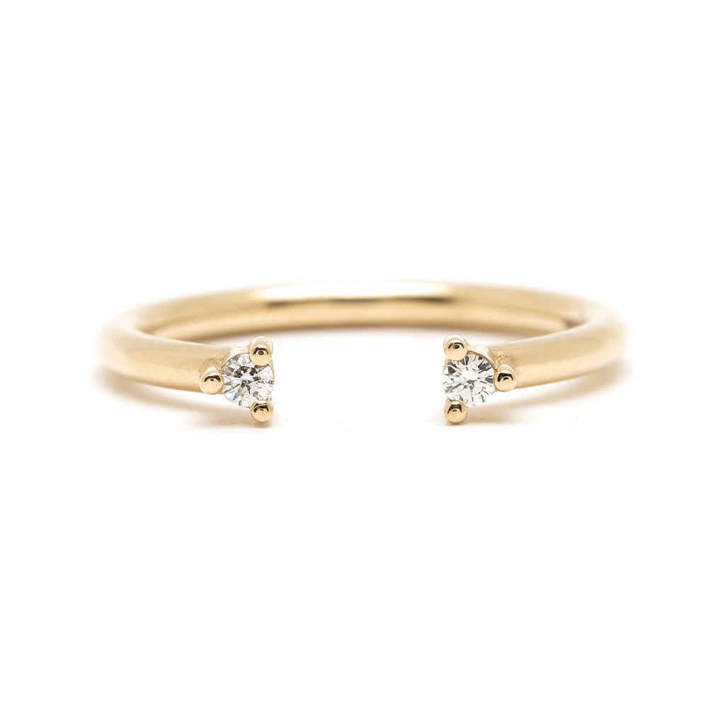 Lunetta by A-R33 14K yellow gold 2 stone engagement ring with two small white diamond studs