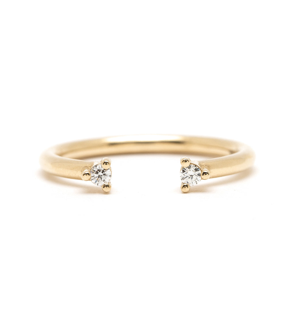 Lunetta by A-R33 14K yellow gold 2 stone engagement ring with two small white diamond studs