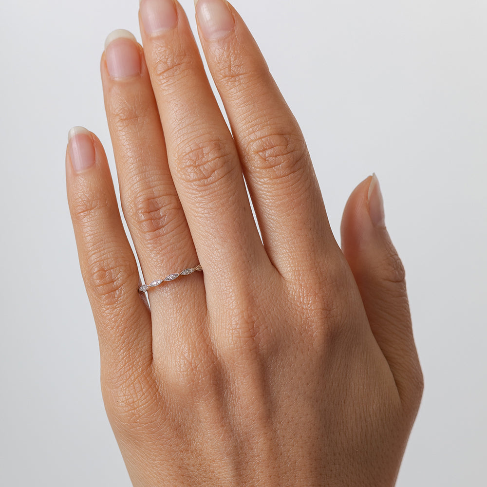 Marvelous Marquise by AL-R10 marquise-cut engagement ring in 14K white gold with shiny finish