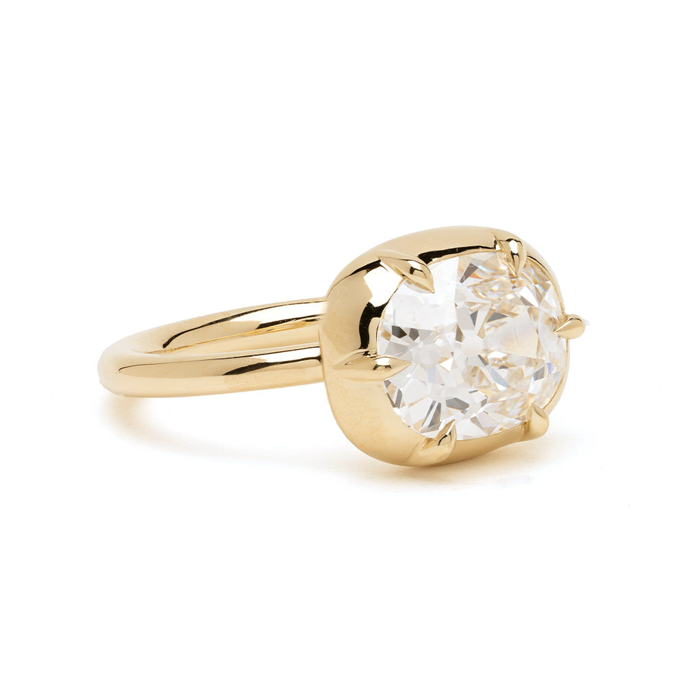 Cora by Sofia Kaman gold ring with round solitaire diamond in polished yellow gold setting