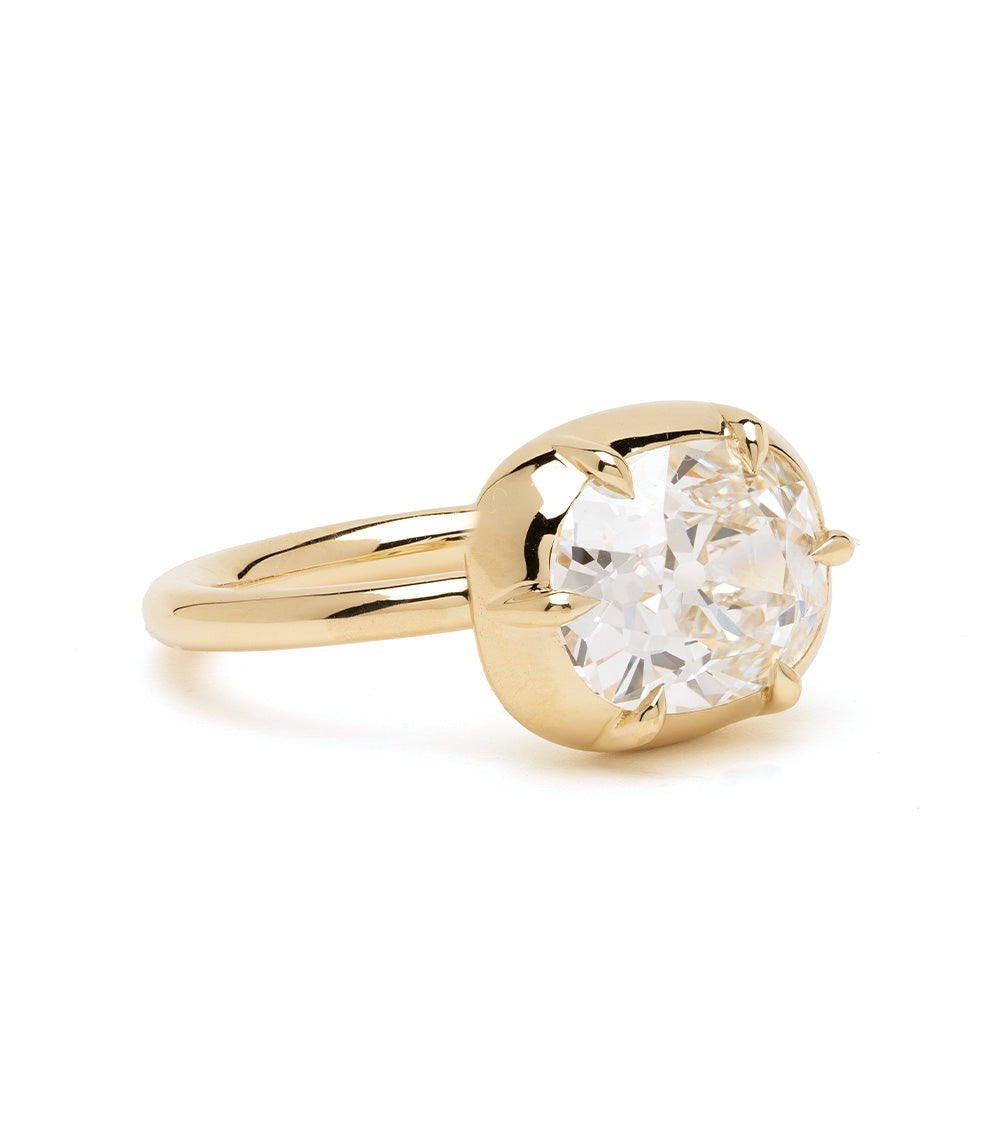 Cora by Sofia Kaman gold ring with round solitaire diamond in polished yellow gold setting
