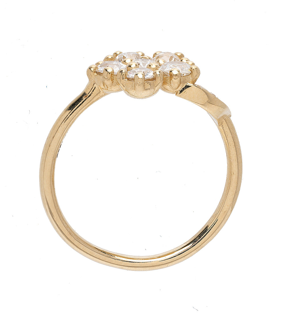 Antique Inspired Flower Band LF-R25-D engagement ring band in 14K yellow gold with 3 stone engagement ring