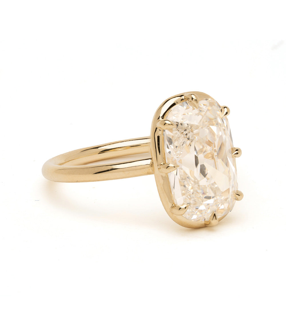 Bibi by Sofia Kaman unique engagement ring, gold oval lab grown diamond solitaire setting