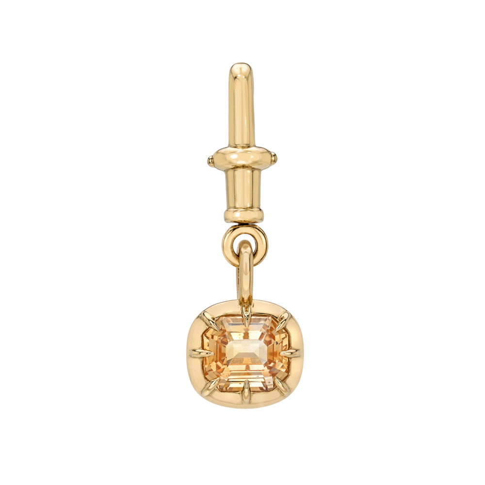 Antique Style Button Back Peach Sapphire Swivel Pendant 14k Yellow Gold Sk Sp131 Sa Cl Ew St Em 2.35 A
