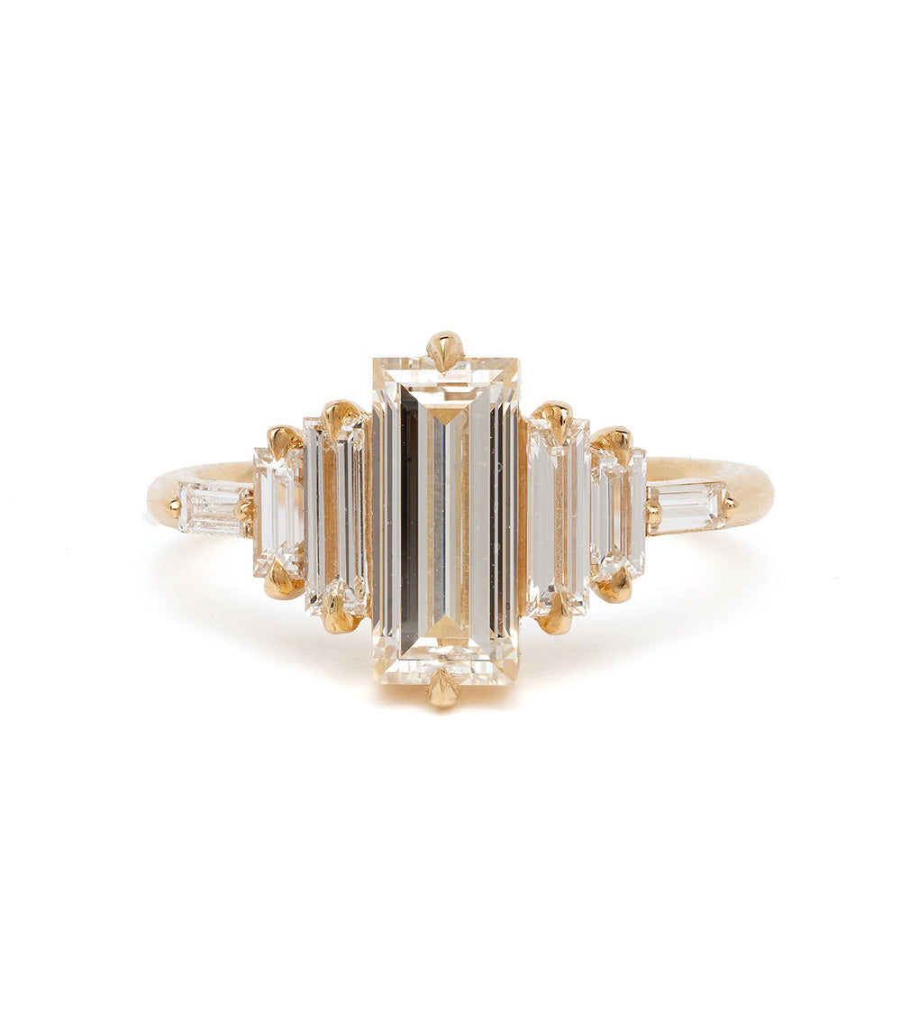 Ingrid SK-R100-ND-1.50 gold engagement ring with emerald-cut center and baguette diamonds