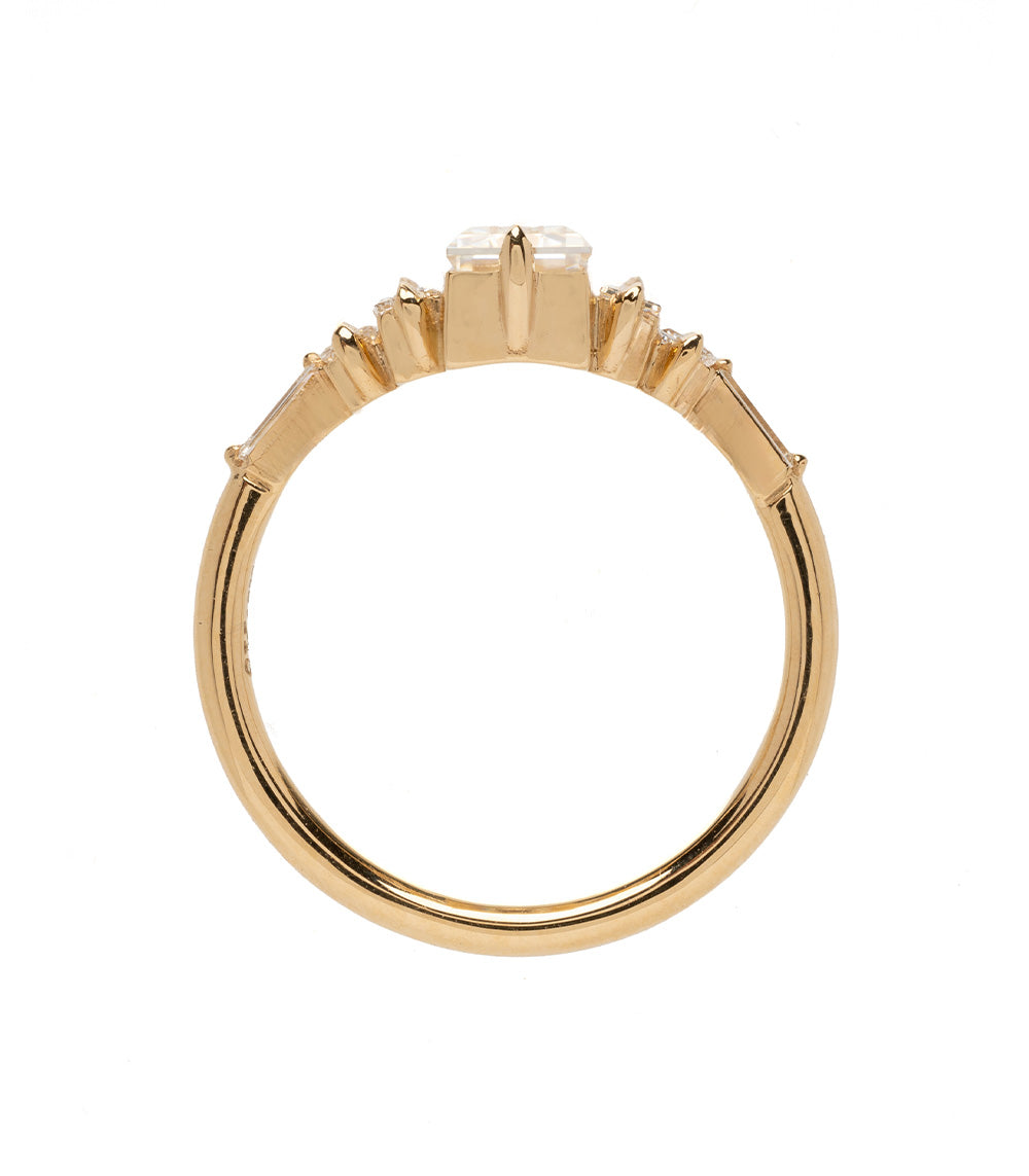 Ingrid SK-R100-ND-1.50 engagement ring in yellow gold with prong-set baguette-cut center