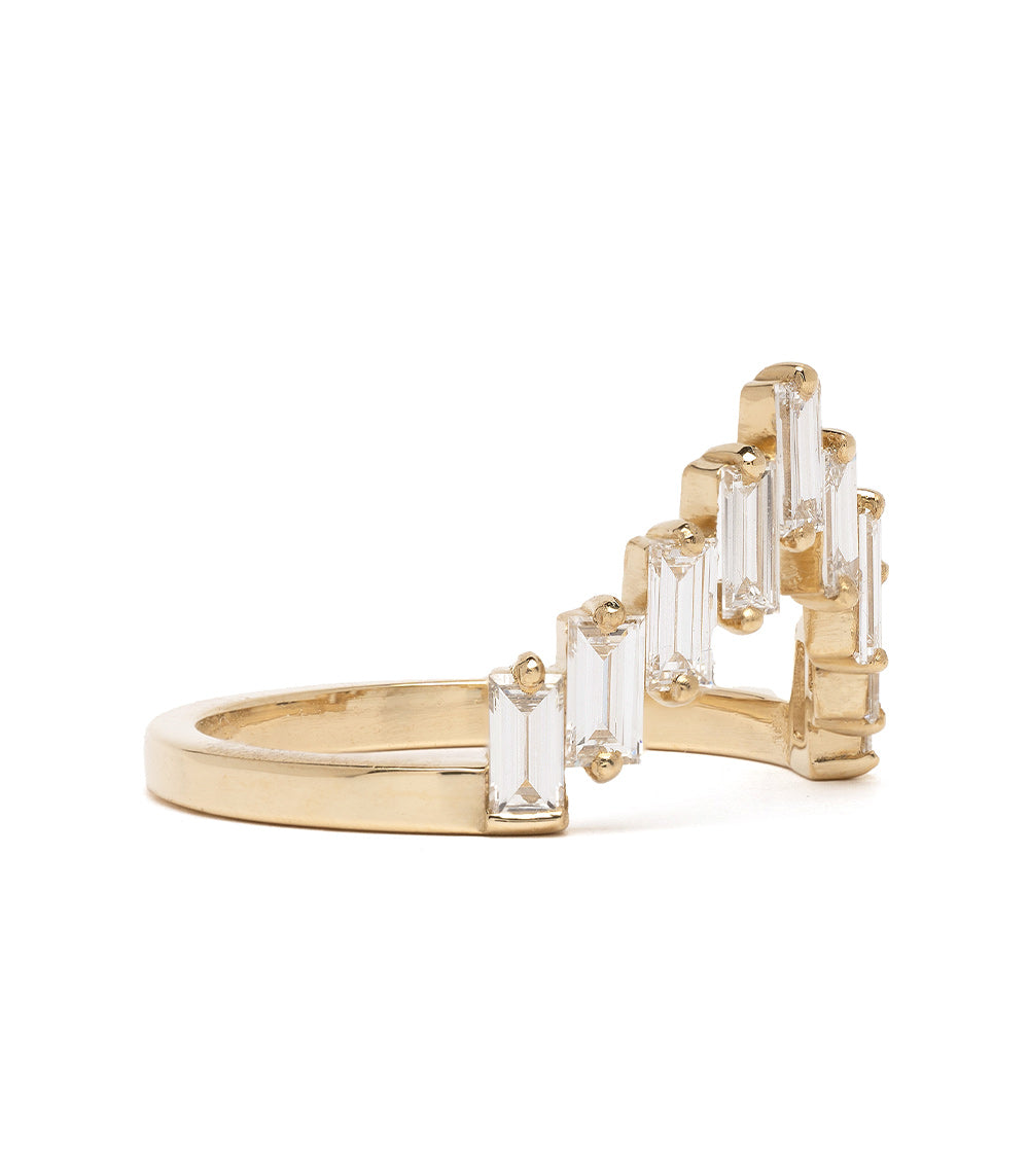 Diamond Priestess by NB-R3 ring in 14K yellow gold with shiny baguette-cut stones, understated sparkle