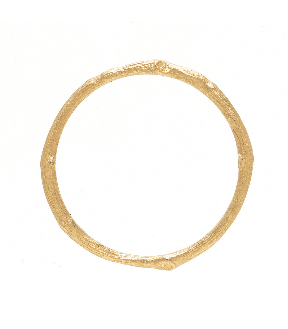 Twig Band by ES-R1 14K yellow gold ring with twig texture, understated shiny finish.