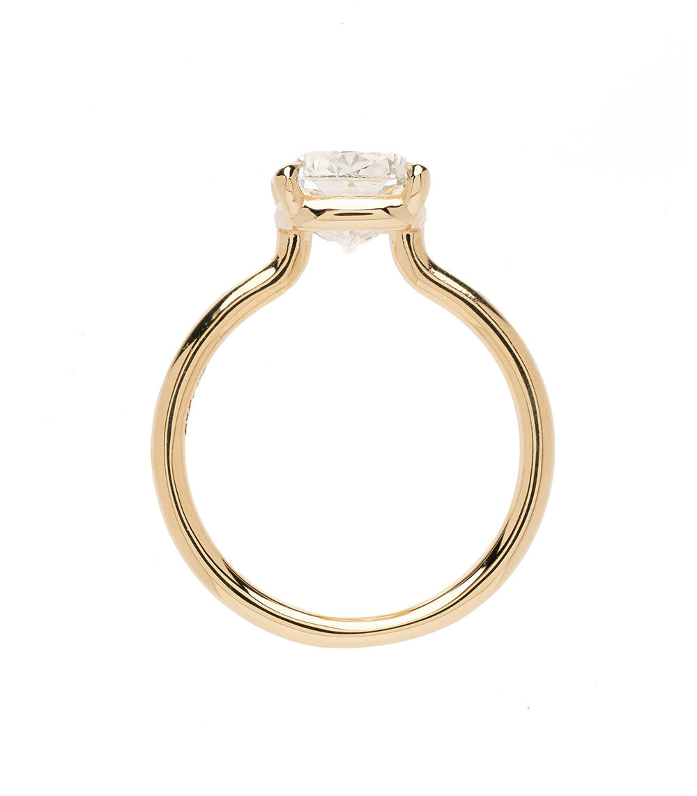 Billie by Sofia Kaman unique engagement ring in yellow gold with clear square-cut diamond, understated shine