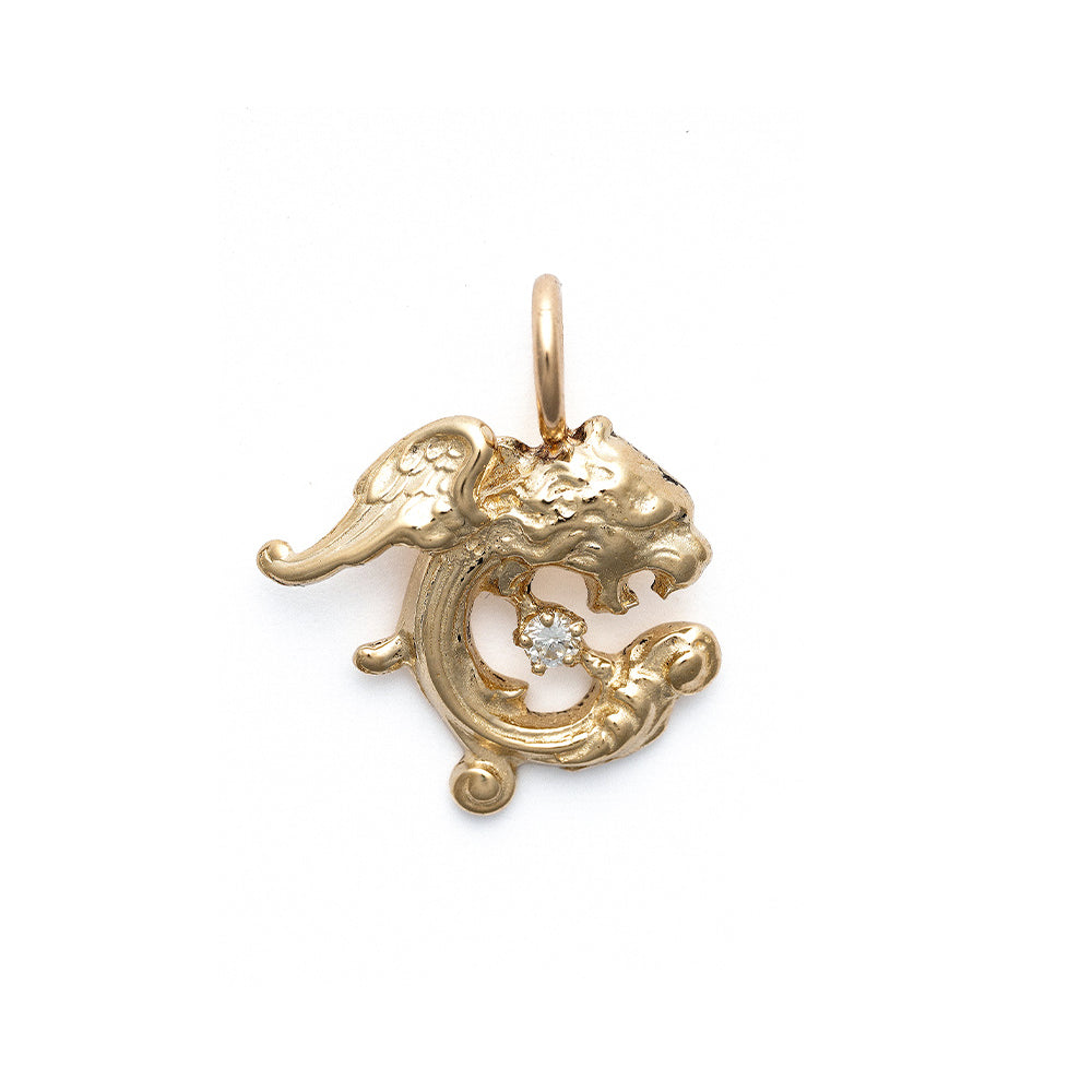 Choose Your Fighter SK-P8 pendant in shiny 14K yellow gold with small round stones
