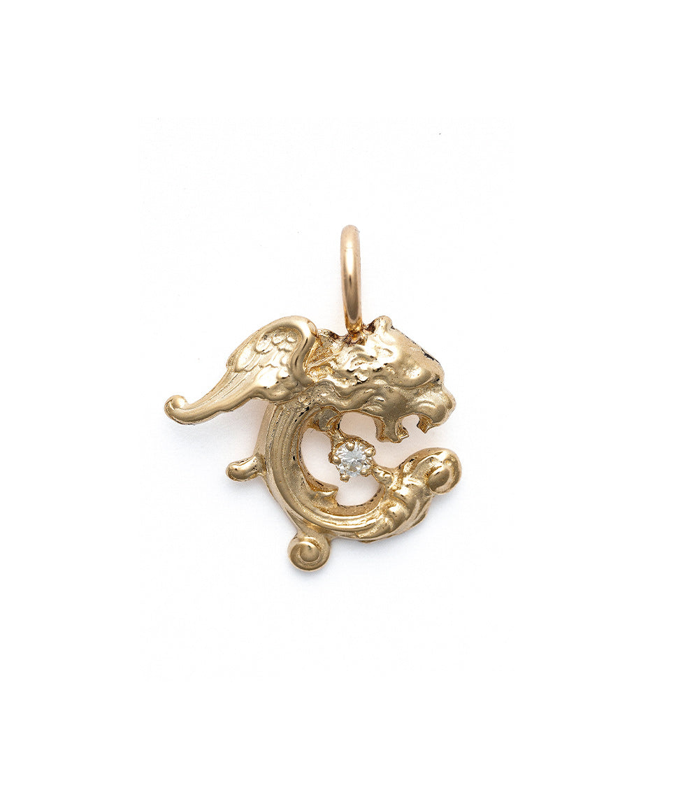 Choose Your Fighter SK-P8 pendant in shiny 14K yellow gold with small round stones