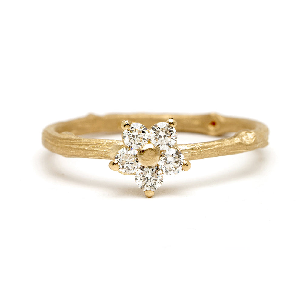 LF-R7-ys-v-sh-yg- LF-R7-WD engagement ring in 14K Yellow Gold, 3 stone engagement ring with asymmetrical engagement ring stones