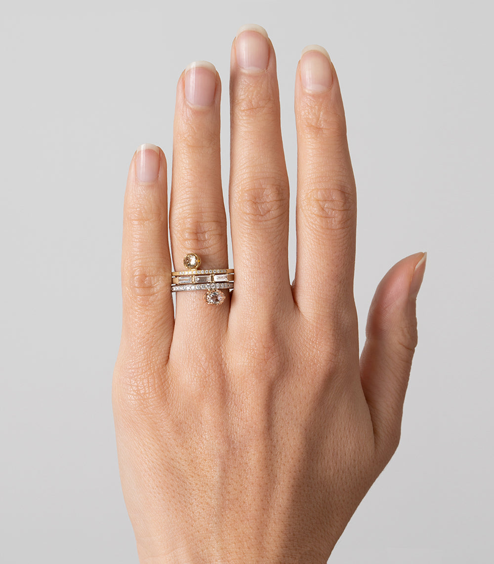Stardust by SK-R77 ring band in 14K white and yellow gold with shiny sparkle accents