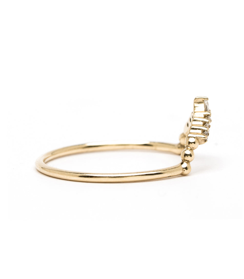Tiara Nesting Band by AL-R13 14K Yellow Gold shiny band with stacked tiara-style openwork