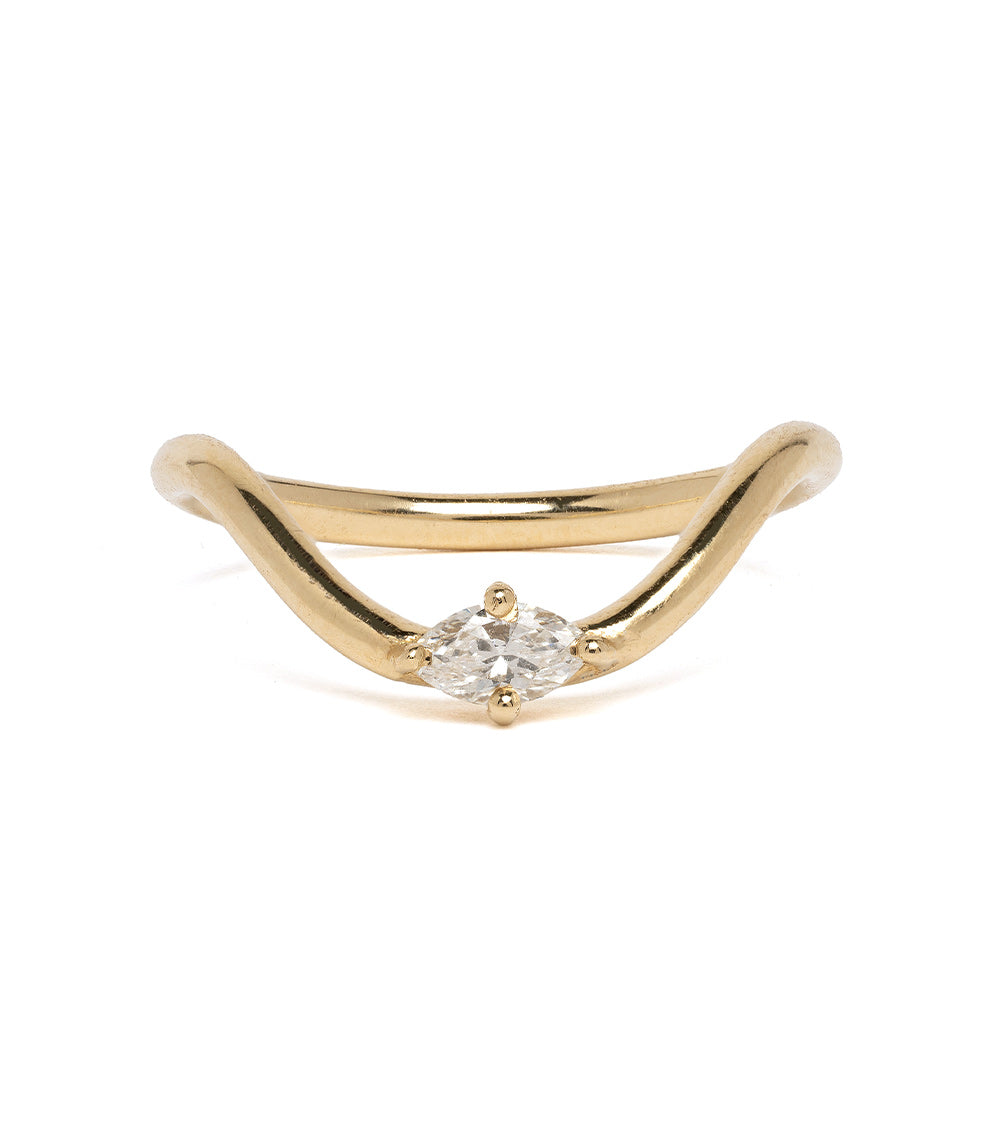 Beau Band with Marquise Diamond A-R41-MQ ring in 14K yellow gold, shiny with marquise diamond center