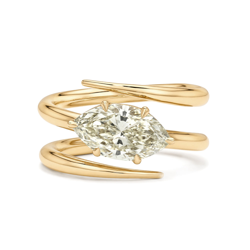 Boho Alternative East West Champagne Marquise Diamond Engagement Ring Er58 Sk R136 Nd Cd Ew Br Mq 2.01 A