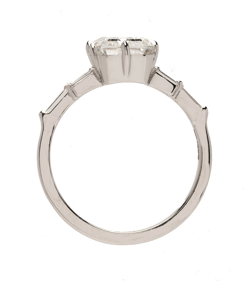 Eleanore understated SK-R87-LGD-EC-2.80 engagement ring in polished silver with rectangular-cut diamond center