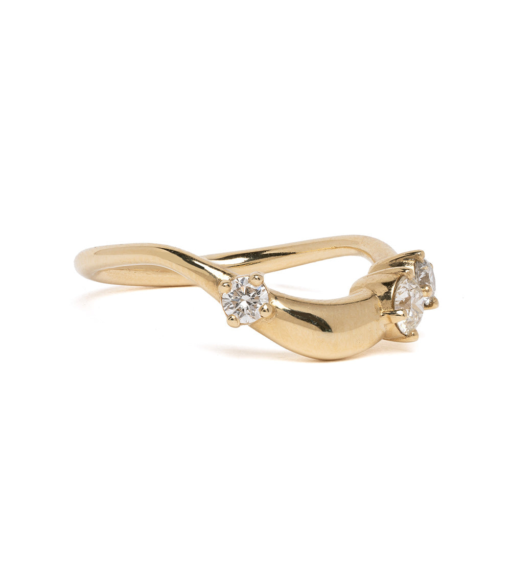Small Melt Band by EGB-R1-3D-LG asymmetrical engagement ring in 14K yellow gold with shiny setting