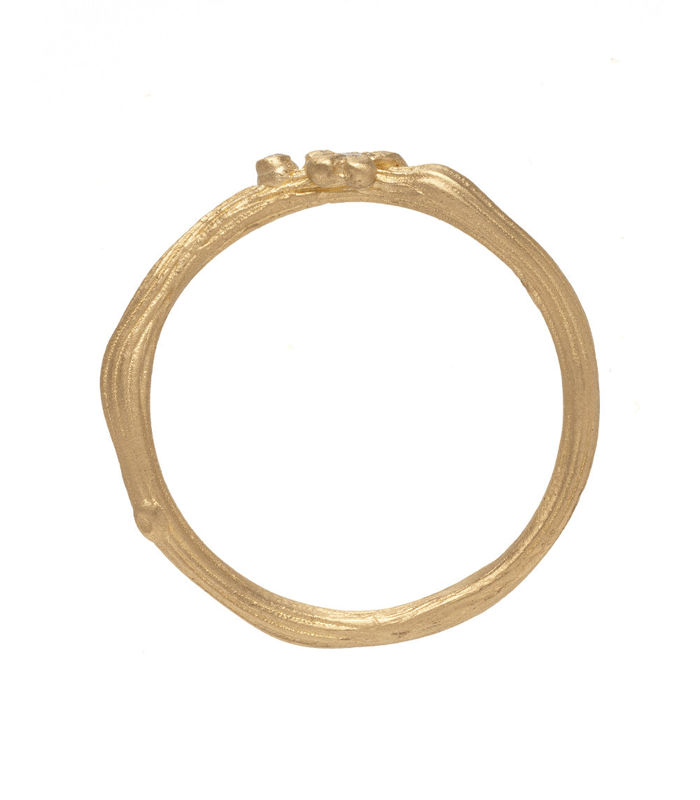 Twig Nesting Band ES-R38 14K yellow gold twig-style nesting band with shiny textured finish