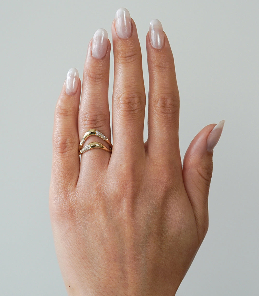 Small Melt Band by EGB-R1-P 14K yellow gold ring band, shiny finish with melted contour