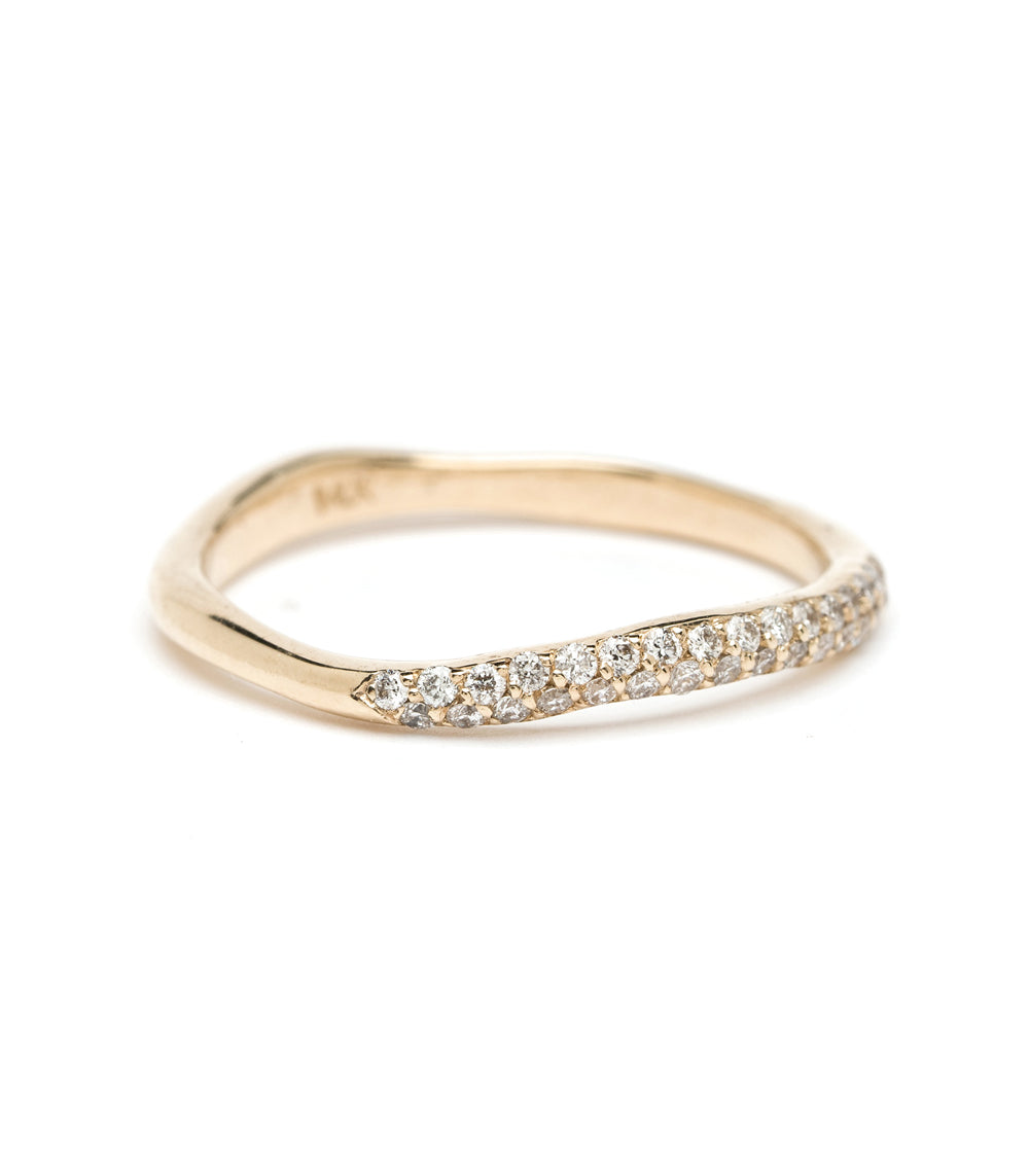Petite Wavy Band by T-R44 14K yellow gold ring with shiny pave diamond accents—understated wave.