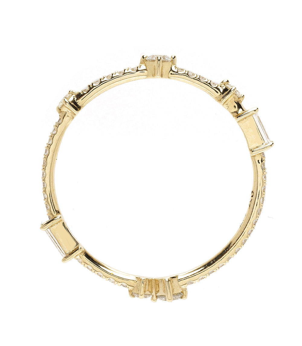 Confetti Band by EB-R15 14K yellow gold ring band with confetti-style settings, shiny finish