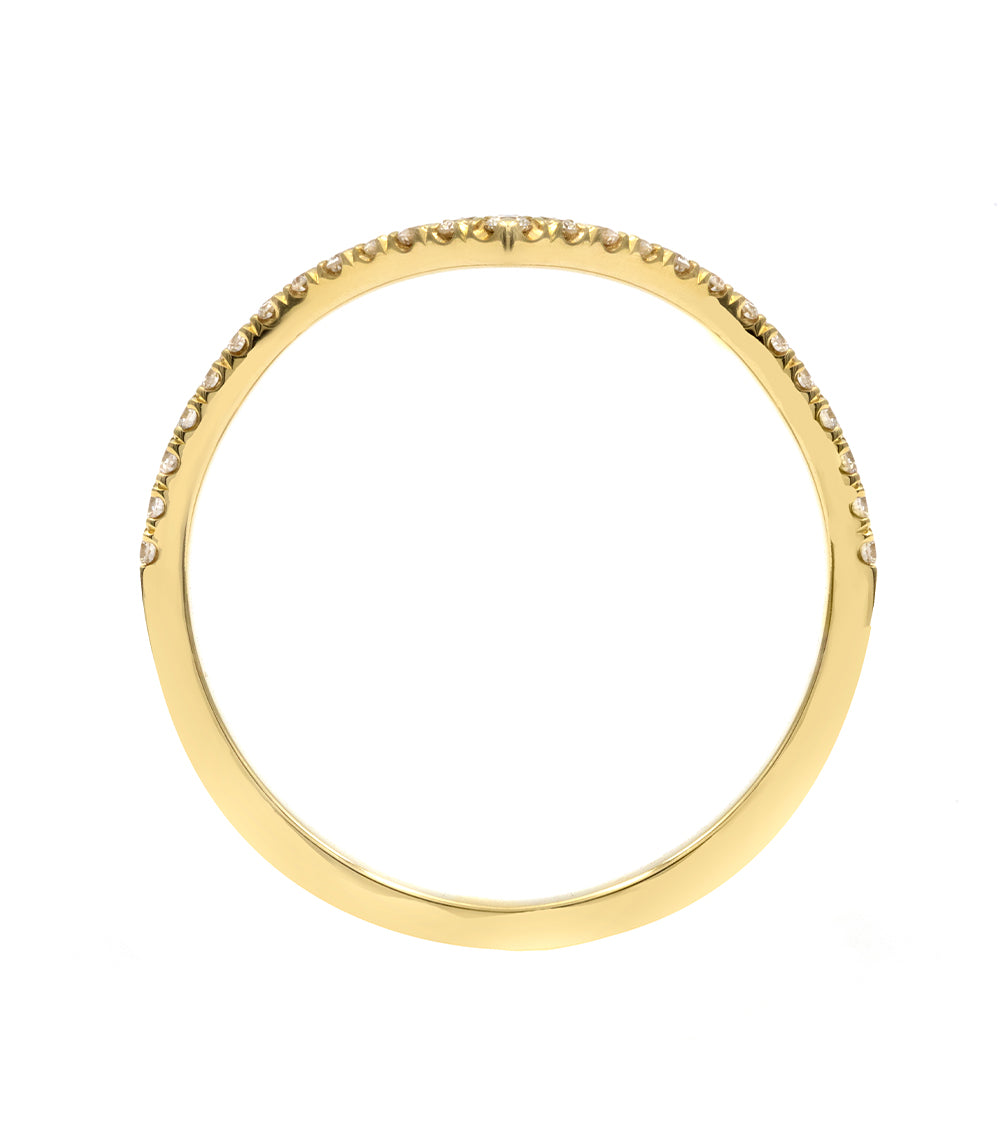 Chevron Band A-R39-P 14K yellow gold band with small diamond accents in shiny chevron setting