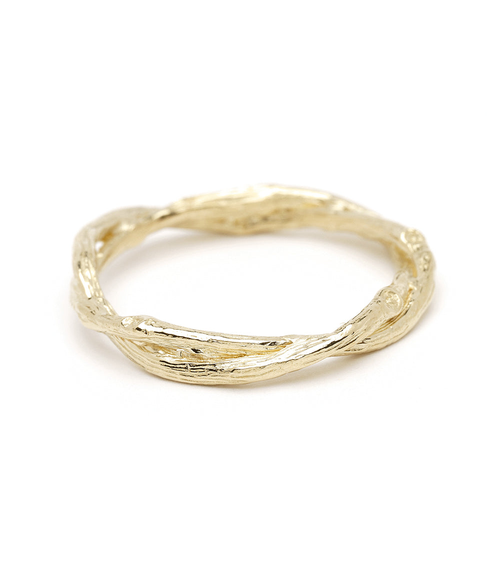 Twisted Branches ES-R31-LG ring in gold with twisted branch design, shiny and matte finish.