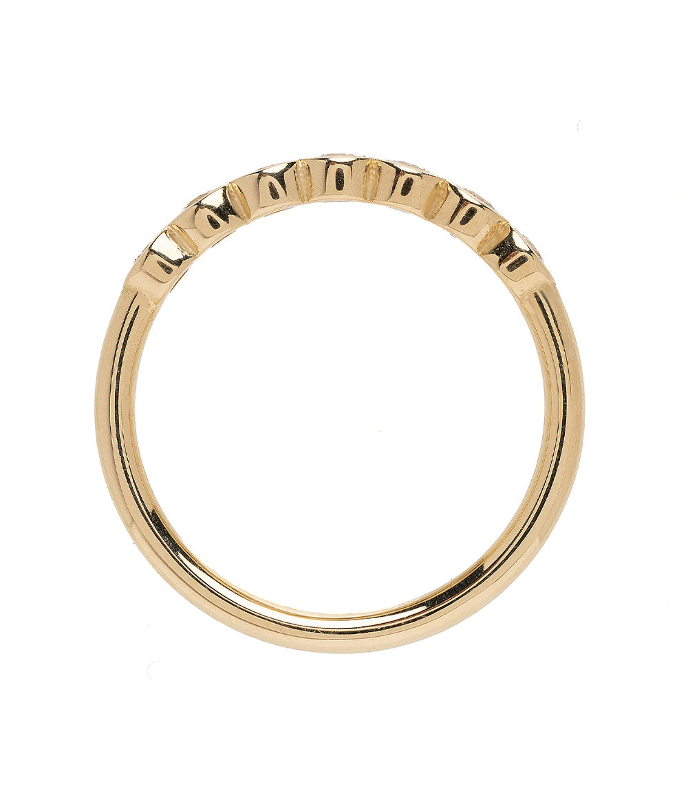 Diamond Bezels II by EB-R17-D7 is a shiny 14K yellow gold band ring with diamond bezels
