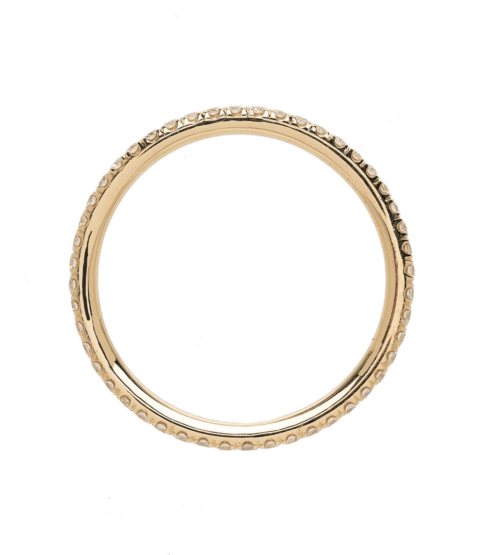Mini Melt by EGB-R18-D 14K yellow gold ring band with textured beaded edge and shiny surface
