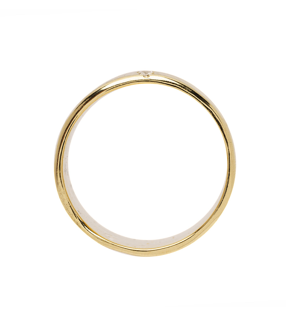 Torn Paper Band With Vertical Diamond Stripe P-R5-Vert gold ring with vertical shiny diamond stripe