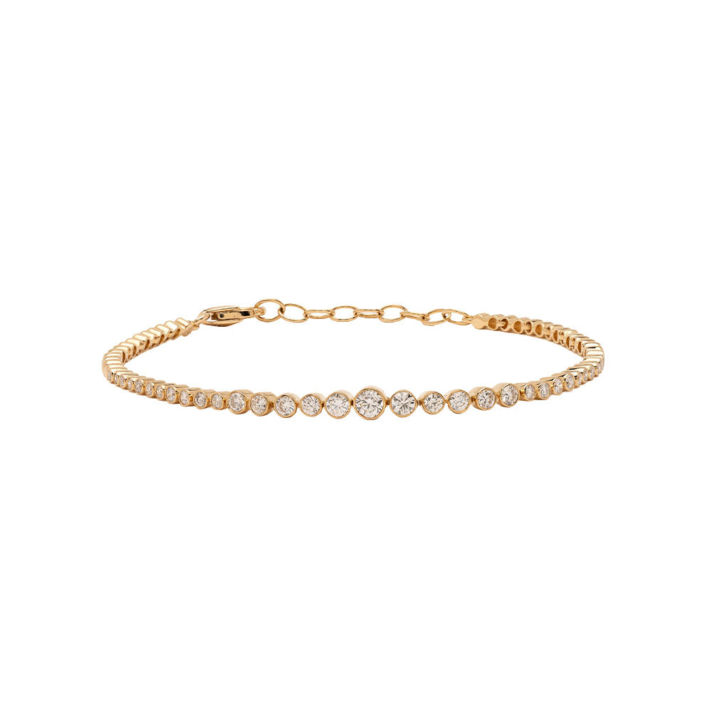 The Canon by Sofia Kaman bracelet in gold with round gemstone pavé, chain extender and clasp.