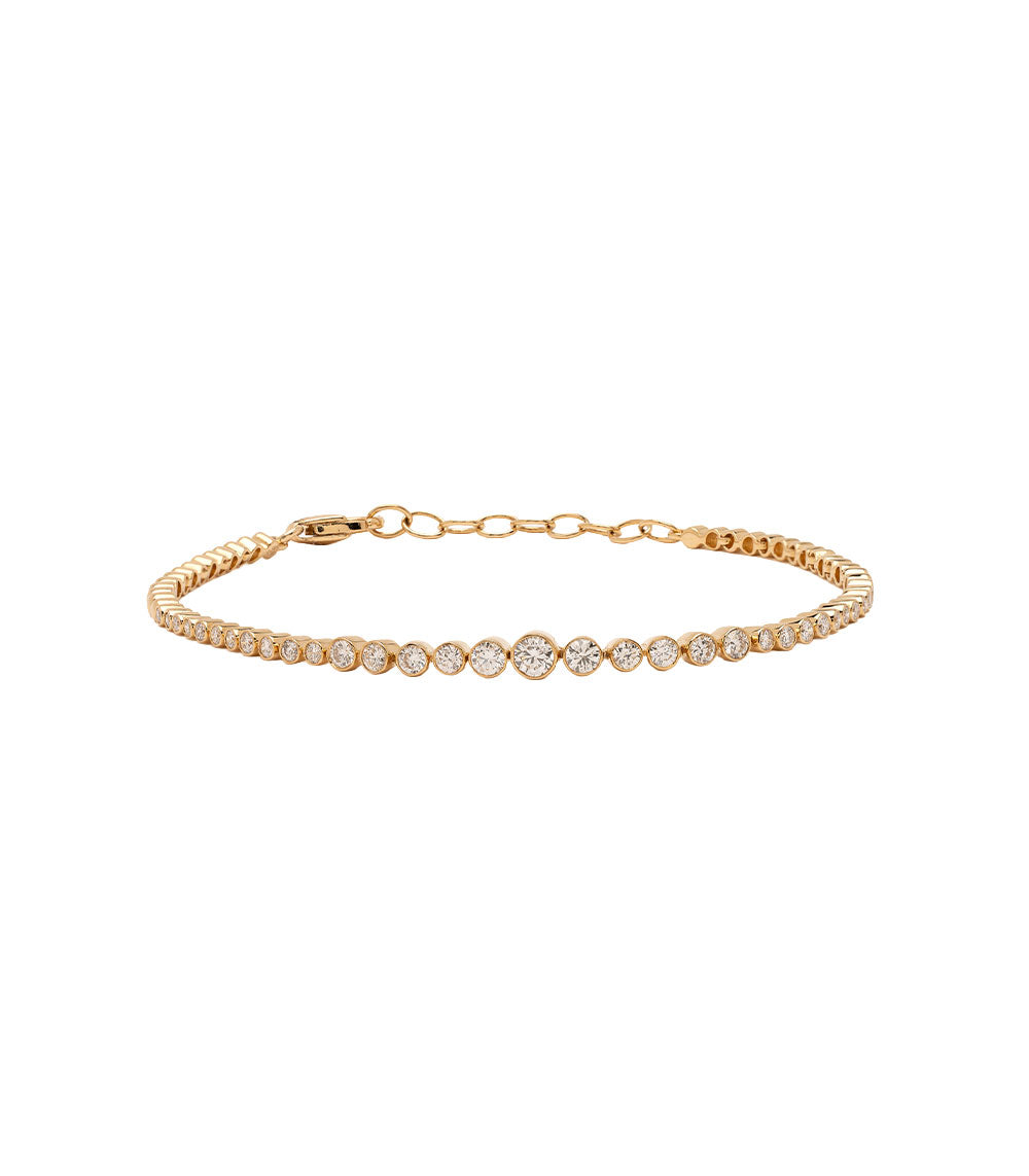 The Canon by Sofia Kaman bracelet in gold with round gemstone pavé, chain extender and clasp.