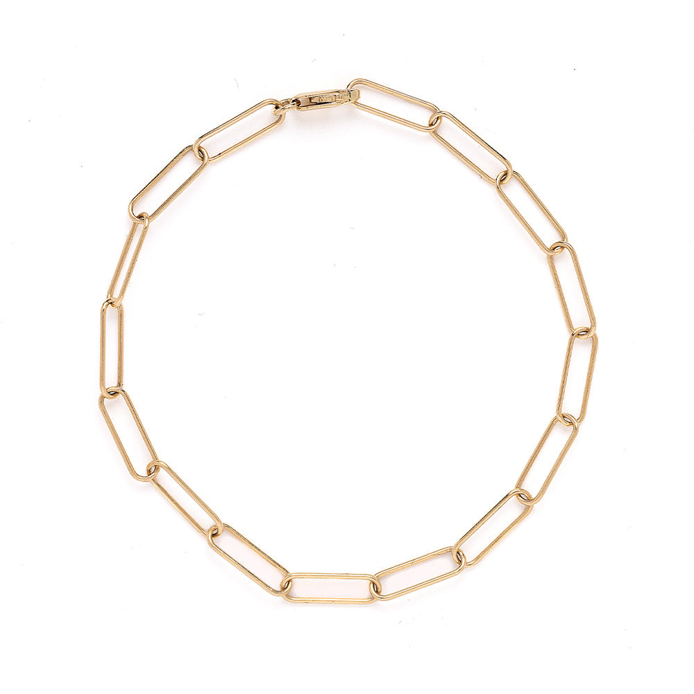 The Crush Bracelet CB-C4 gold chain bracelet with rectangular link segments on white background