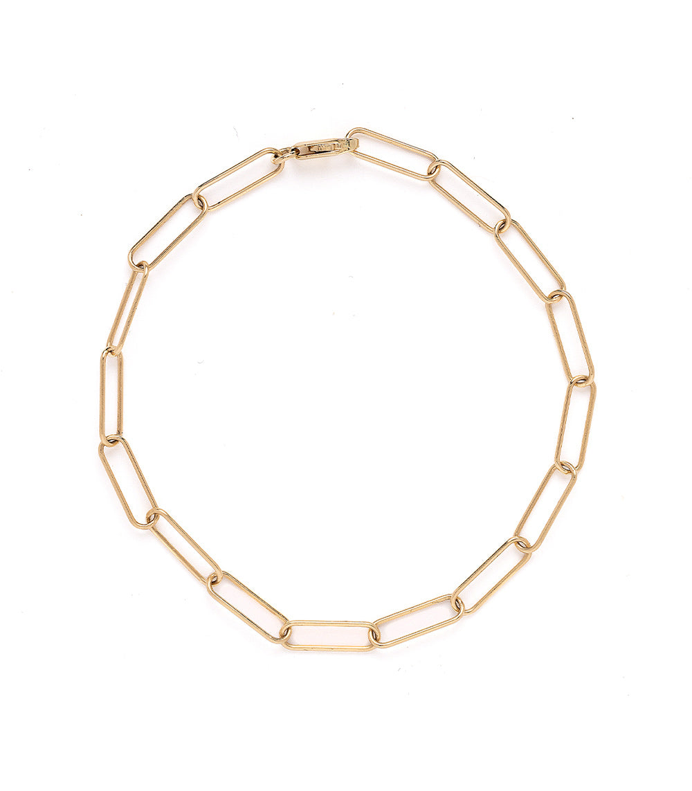 The Crush Bracelet CB-C4 gold chain bracelet with rectangular link segments on white background