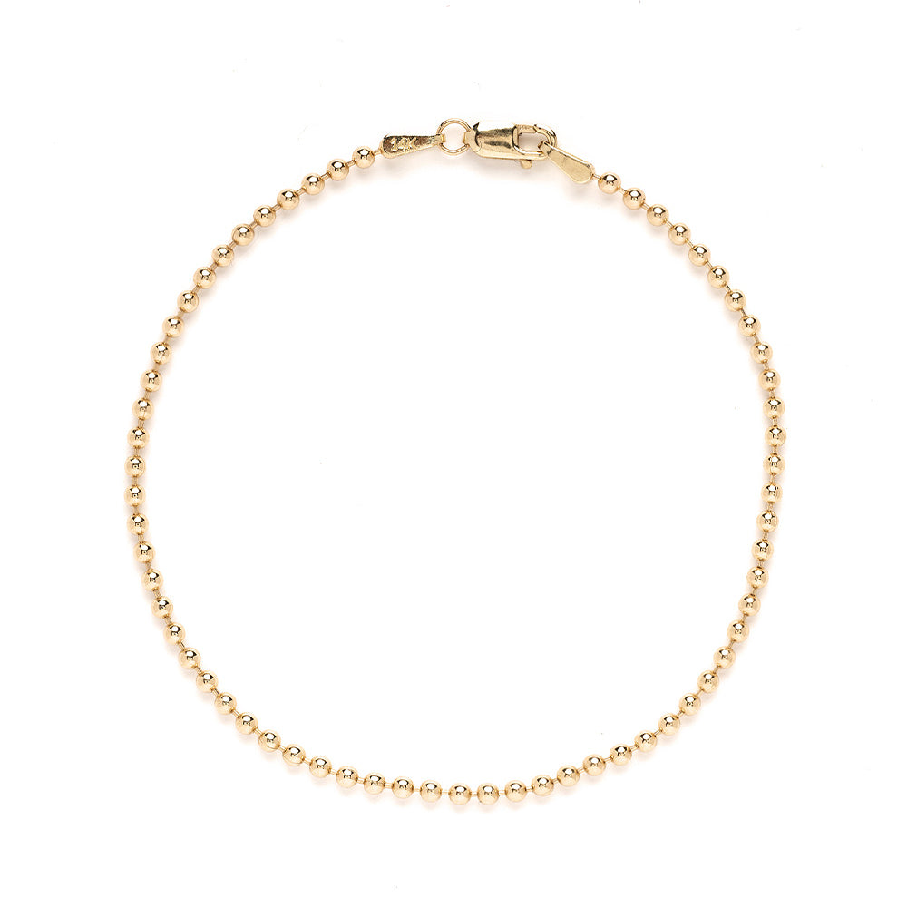 The Mod Bracelet by CB-C2 in gold with beaded ball chain and lobster clasp, 6 inches